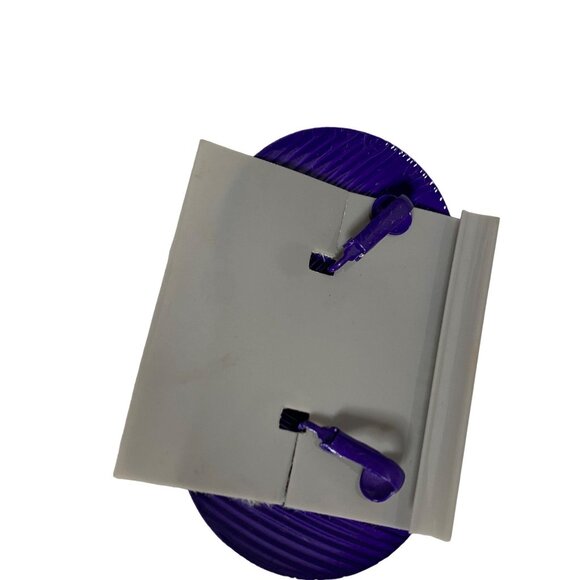 Vintage Ribbed Purple Clip On Earrings Dead Stock - Picture 3 of 3